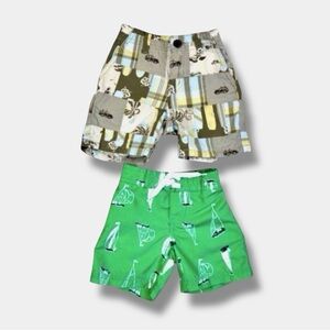 Janie and Jack Shorts Bundle Boys 6-12M Swim Trunks Plaid Patchwork Summer Beach